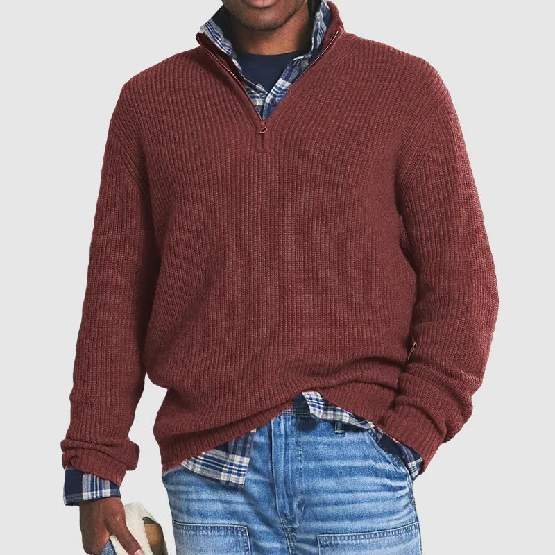 Herre pullover med halv lynlås - Danielo