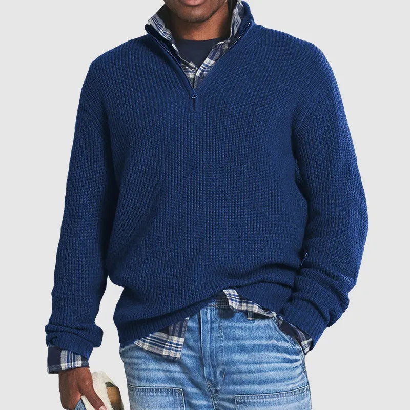 Herre pullover med halv lynlås - Danielo
