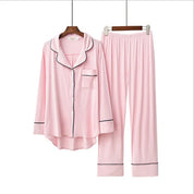 Ensfarvet modal loose fit åndbart pyjamassæt - Ladie