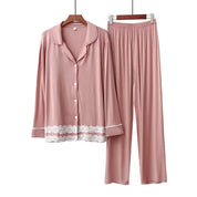 Ensfarvet modal loose fit åndbart pyjamassæt - Ladie