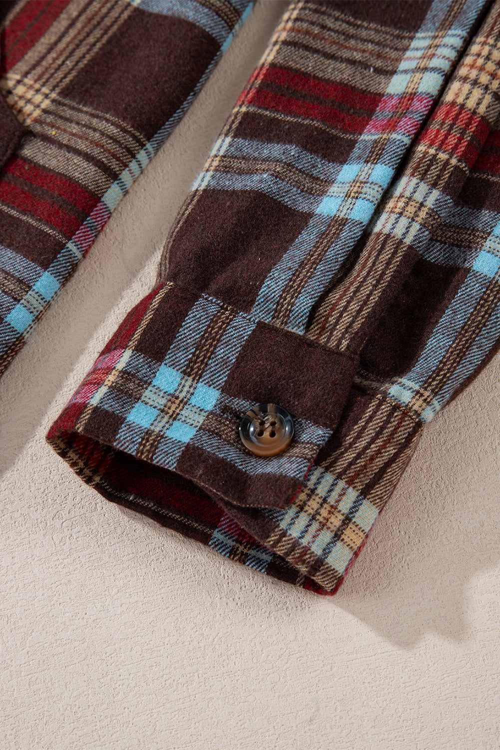 Ildrød plus size plaid kængurulomme hættetrøje med snøre - Mehva