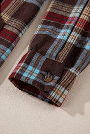 Ildrød plus size plaid kængurulomme hættetrøje med snøre - Mehva