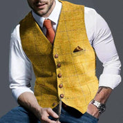 Zander – Jakkesætsvest med udskæring Plaid Wool Herringbone