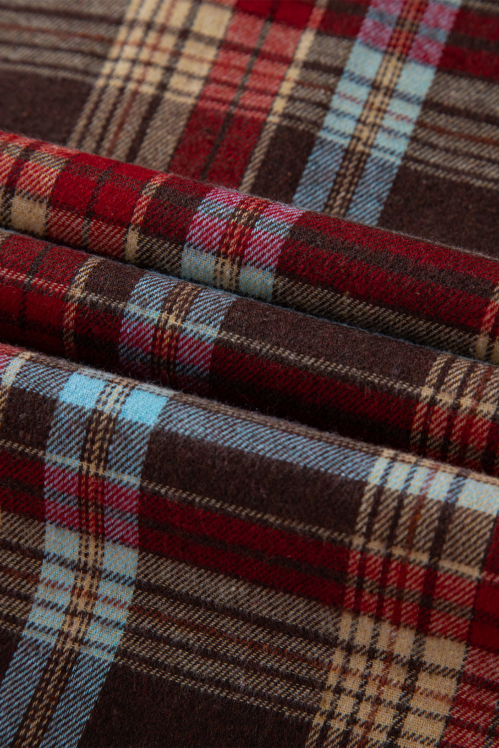 Ildrød plus size plaid kængurulomme hættetrøje med snøre - Mehva
