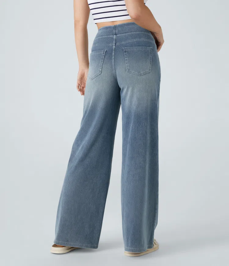 Højtaljede Jeans med Brede Ben og Strække til Kvinder - Otana