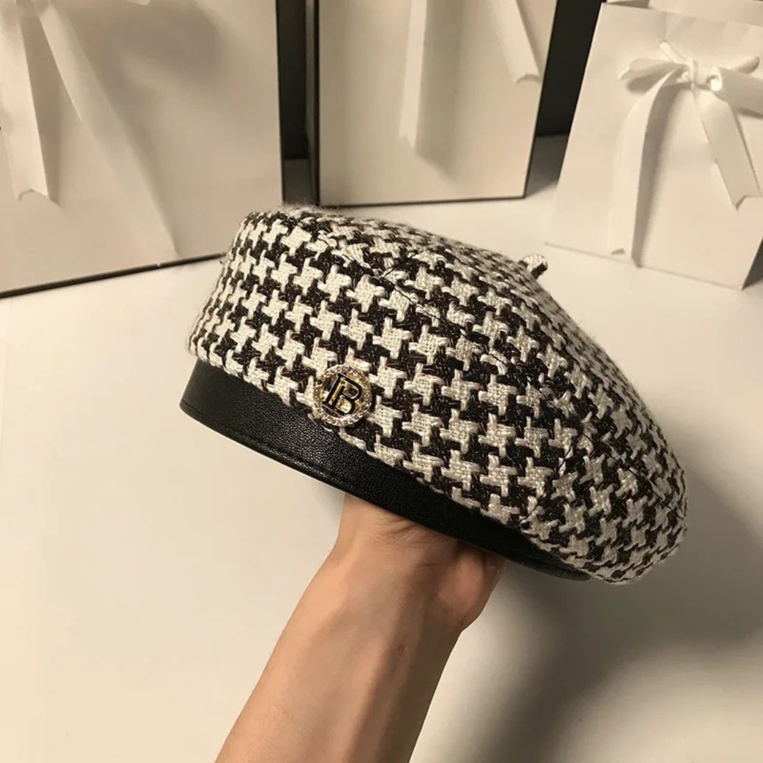Retro årgang Kvinders Houndstooth Baskerhat | Forårskollektion - Creissa
