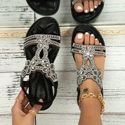 Boheme-Stil Rhinestone Sandaler med Flad Sål - Arlasa