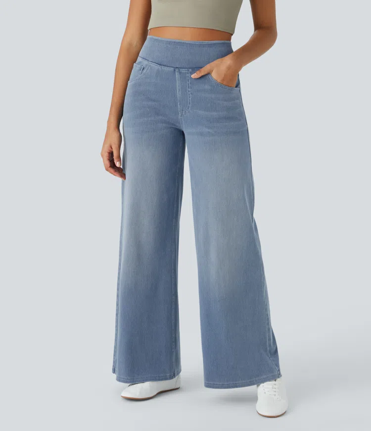 Højtaljede Jeans med Brede Ben og Strække til Kvinder - Otana