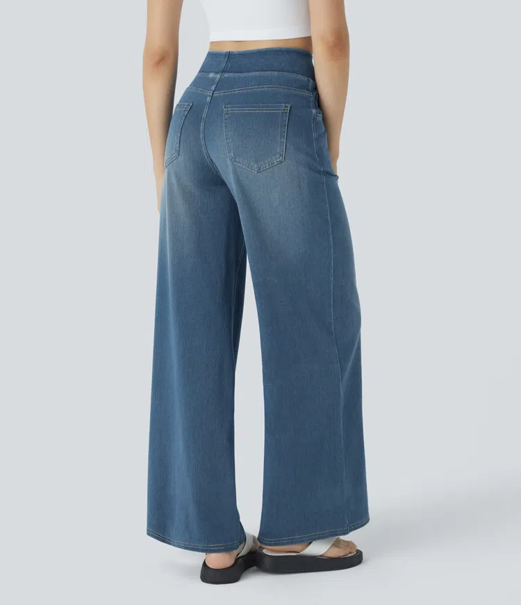 Højtaljede Jeans med Brede Ben og Strække til Kvinder - Otana