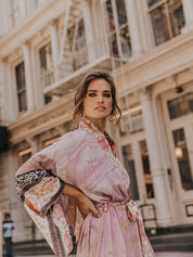 Kimono Inspireret Stilfuldt Strandkast med Tryk | Forårskollektion til Kvinder - Treesha