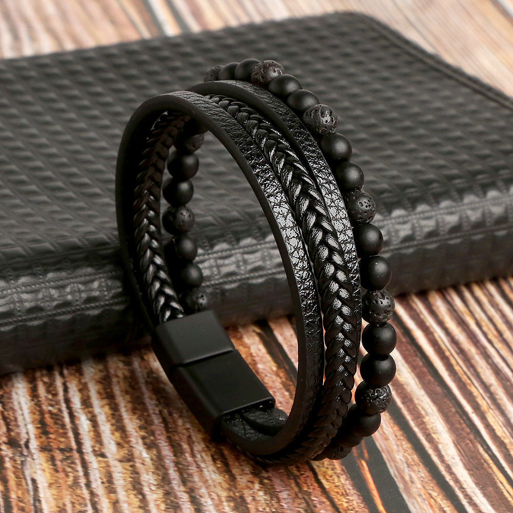 Stilfuldt læderarmbåndssæt til mænd - Andonio