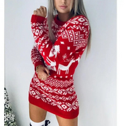 Kvinders julestrikket sweaterkjole - Kirstine