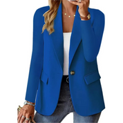 Casual solid langærmet smal lomme med spænde dame blazer - Corra
