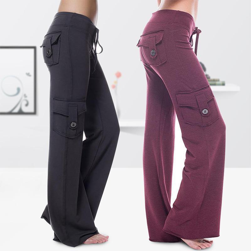 Elastiske miljøvenlige bambus yogabukser med lommer - Melba
