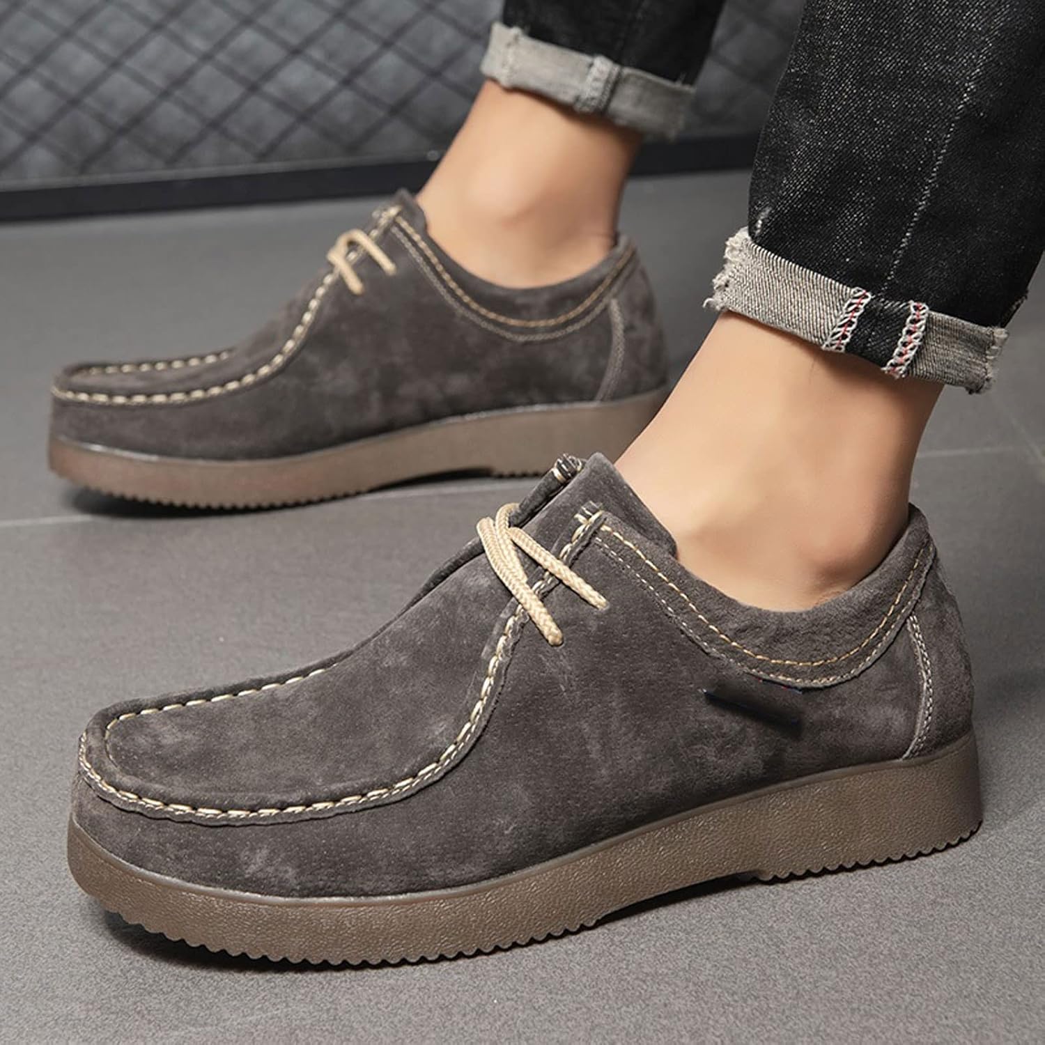 Casual Herre Loafers Lavet af Ruskind med Blonder - Collen