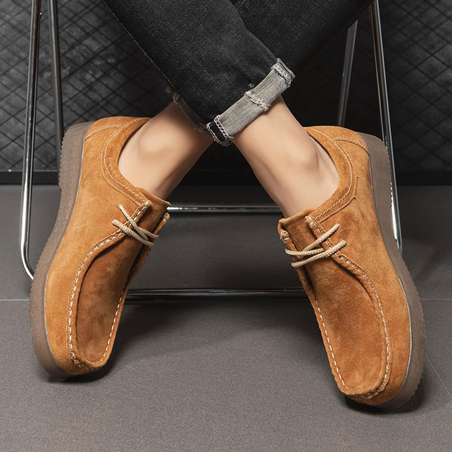 Casual Herre Loafers Lavet af Ruskind med Blonder - Collen