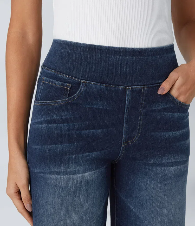 Højtaljede Jeans med Brede Ben og Strække til Kvinder - Otana