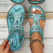 Boheme-Stil Rhinestone Sandaler med Flad Sål - Arlasa