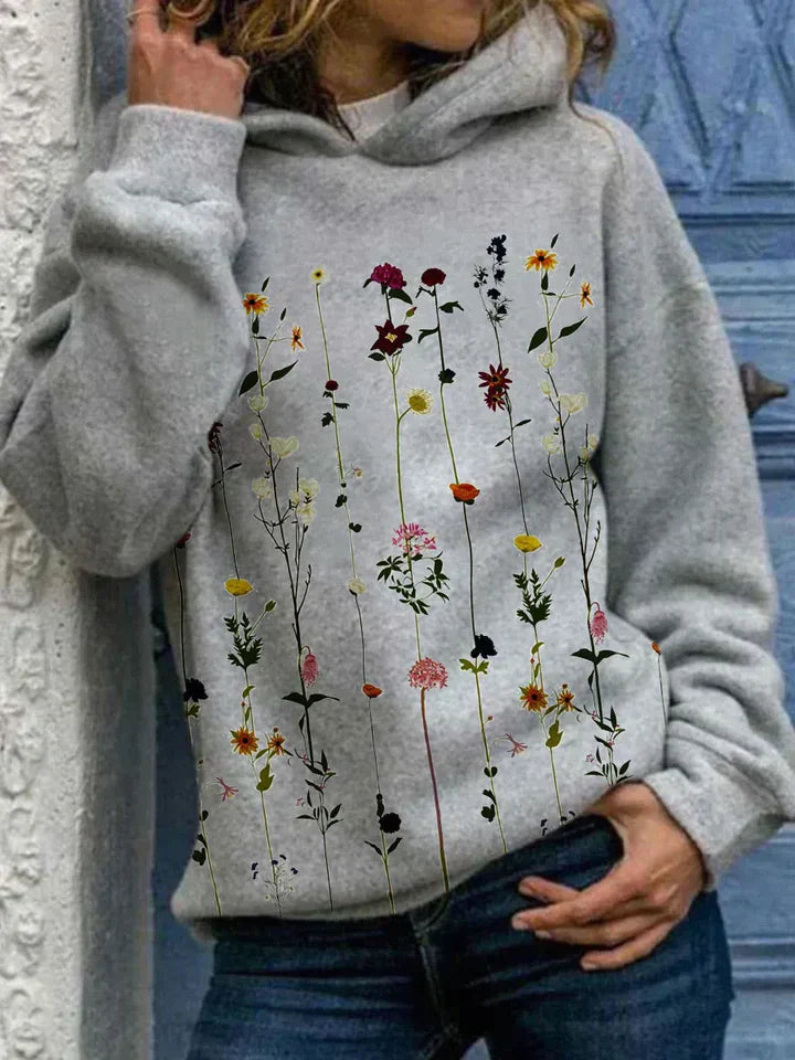 Hættetrøje med blomsterprint - Marta