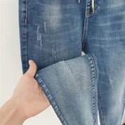 Baggy jeans med elastik og høj talje i plus size - Esales