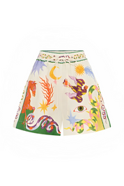 Reese - Bluse og shorts i hørblanding med unikt print og elastik i taljen