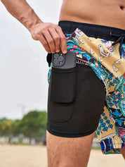 Kenan - Sorte Flamingo badeshorts