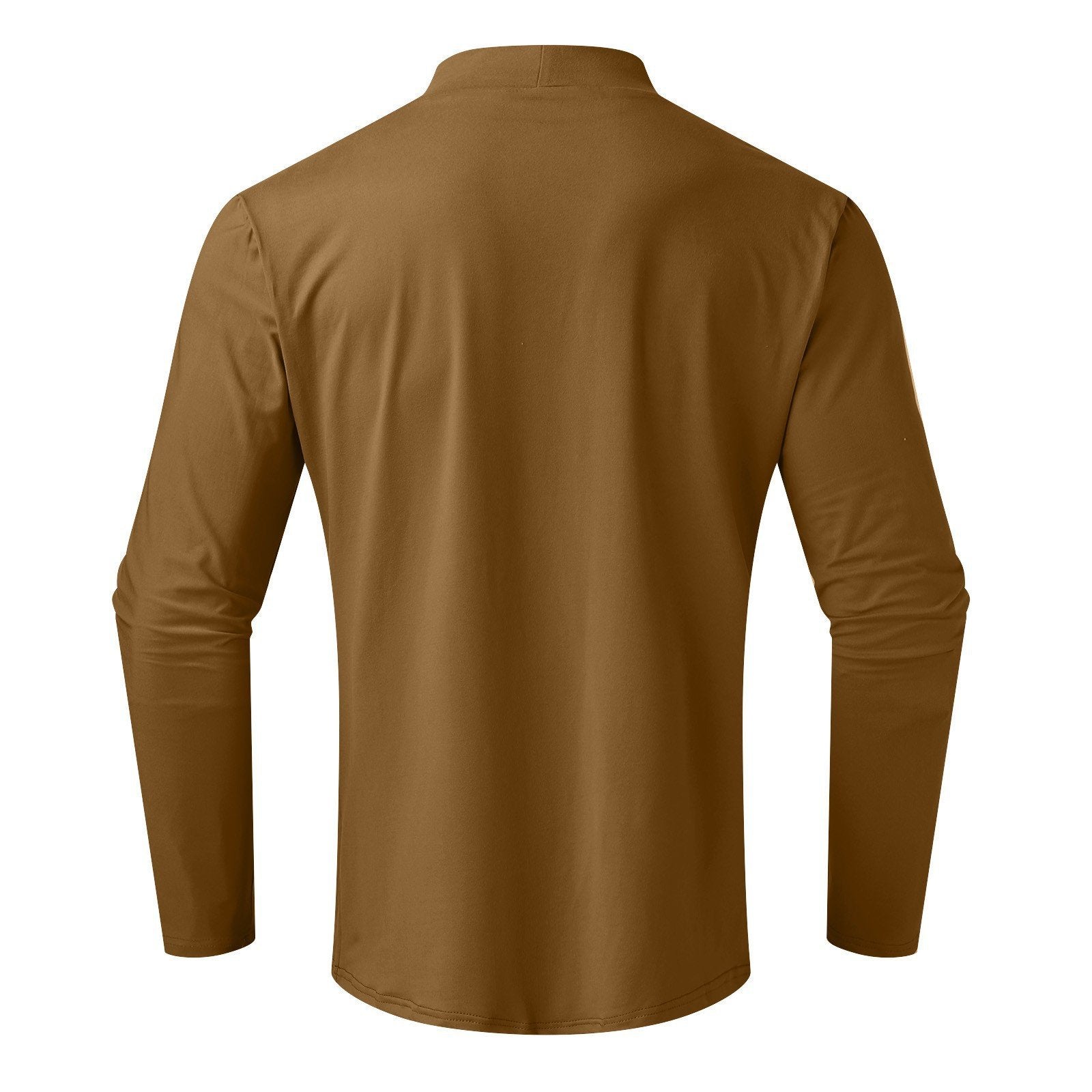 Langærmet fit herre-t-shirt med opretstående krave - Fritjof