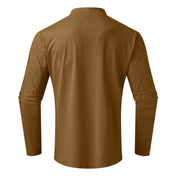 Langærmet fit herre-t-shirt med opretstående krave - Fritjof
