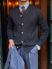 Klassisk strik cardigan til mænd med knaplukning - Marcus