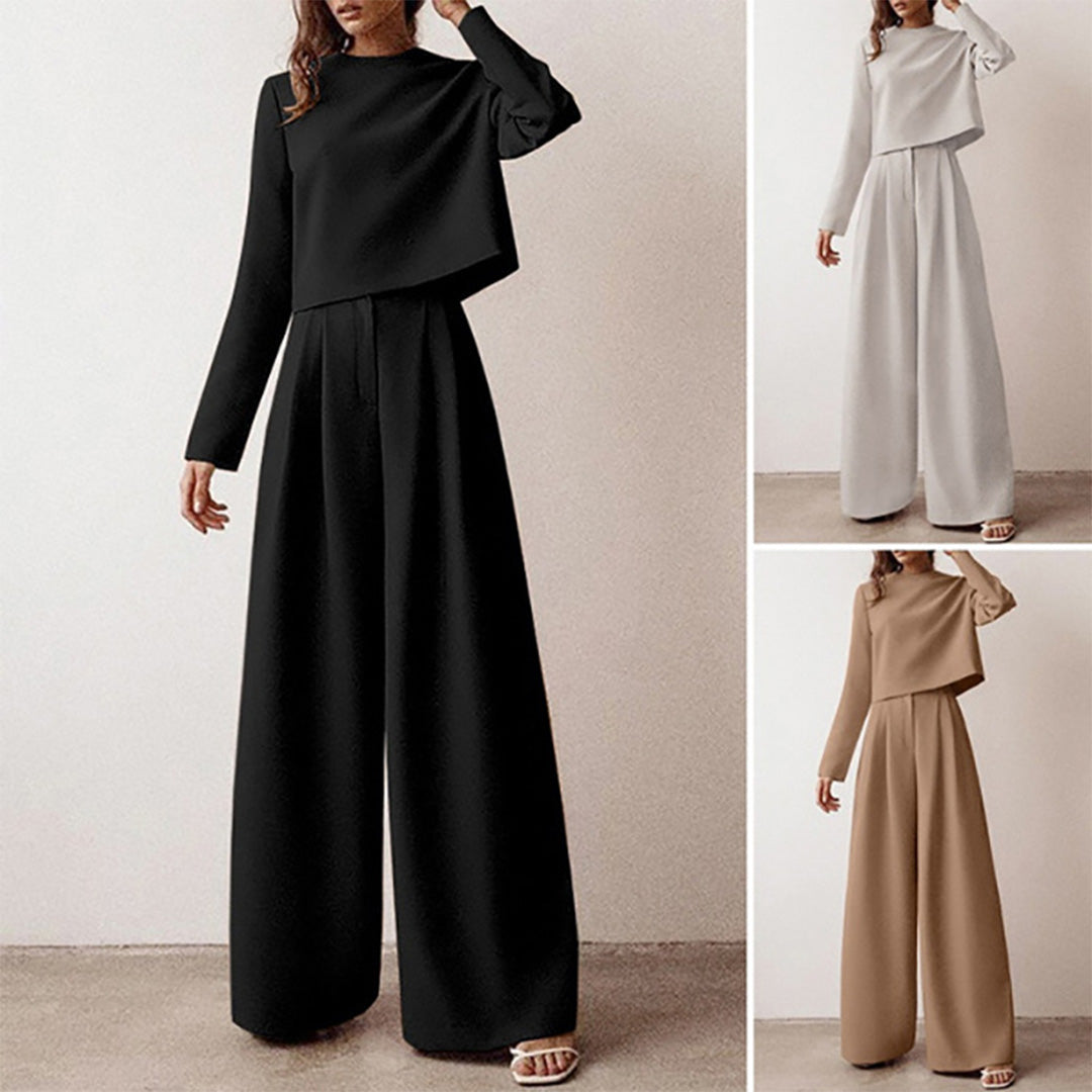 Elegant Todelt Damesæt | Top + Vide Bukser - Shelyia