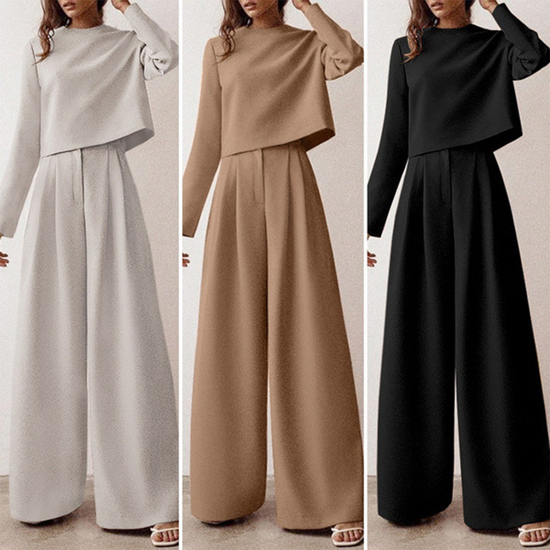 Elegant Todelt Damesæt | Top + Vide Bukser - Shelyia