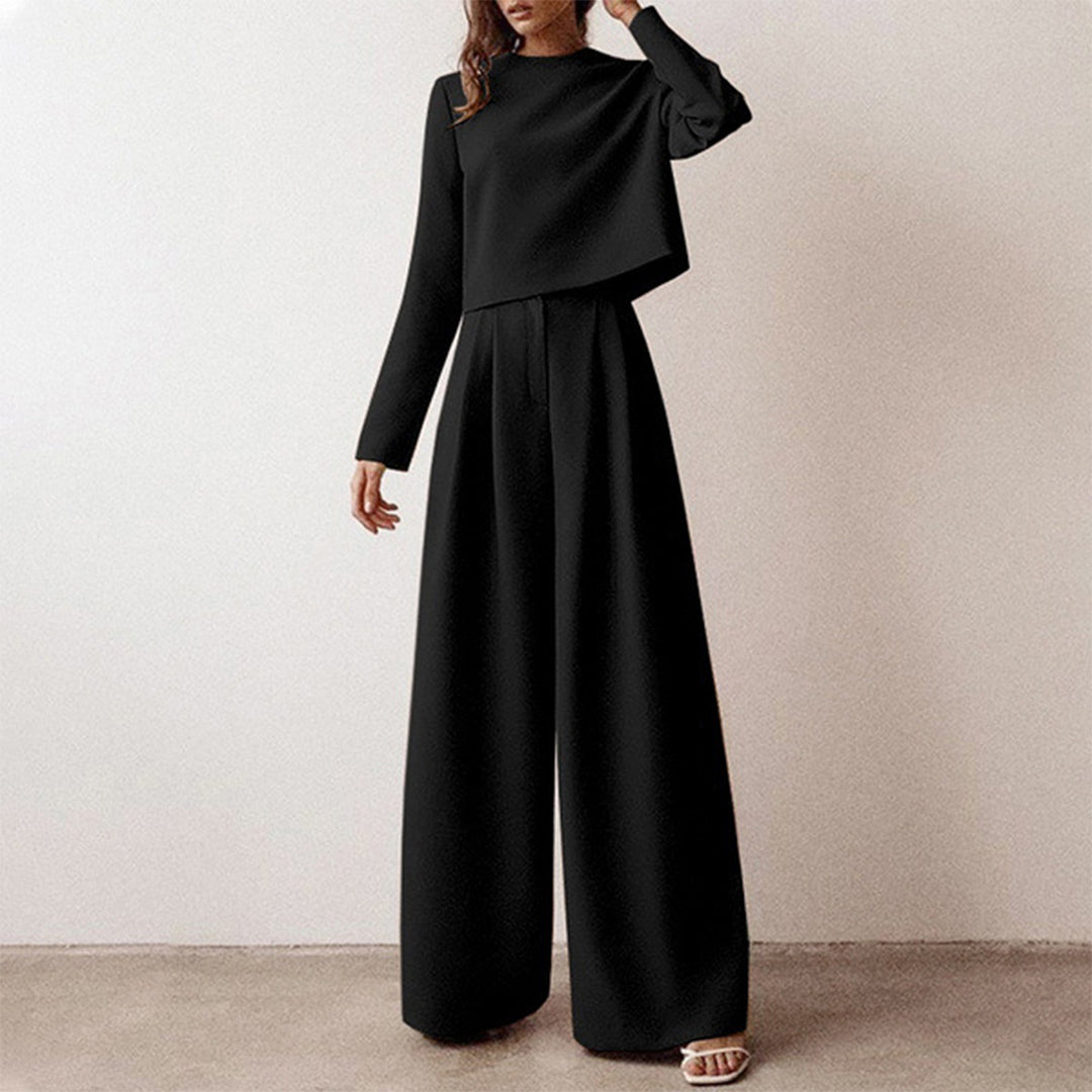 Elegant Todelt Damesæt | Top + Vide Bukser - Shelyia