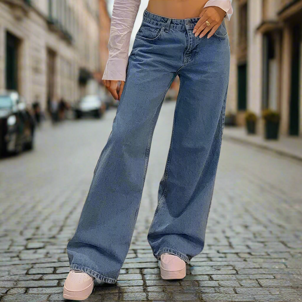 Lav talje og baggy jeans til kvinder - Aureli