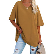 Løs T-shirt med V-hals til kvinder - Raniela
