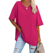 Løs T-shirt med V-hals til kvinder - Raniela