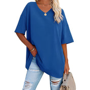 Løs T-shirt med V-hals til kvinder - Raniela