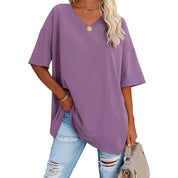 Løs T-shirt med V-hals til kvinder - Raniela