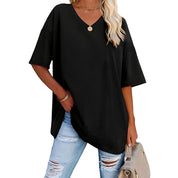Løs T-shirt med V-hals til kvinder - Raniela