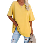 Løs T-shirt med V-hals til kvinder - Raniela