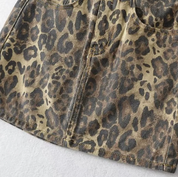 Denimnederdel med leopardprint til kvinder - Roelle