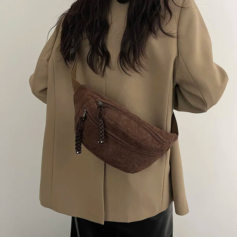 Casual fløjlstaske til kvinder | Trendy bæltetaske | Skuldertaske - Savia