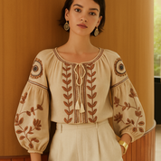Boho Stil langærmet Bluse - Evenia