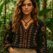 Boho Stil langærmet Bluse - Evenia
