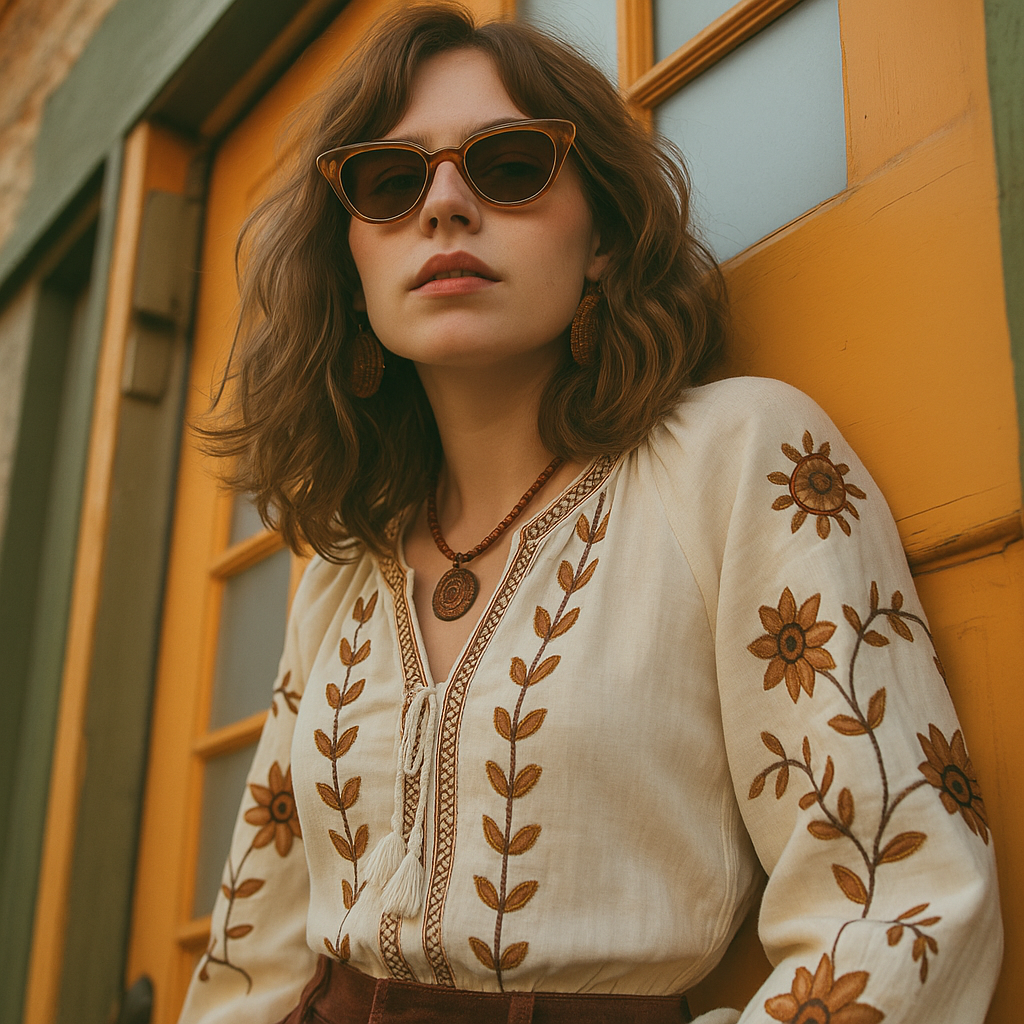 Boho Stil langærmet Bluse - Evenia