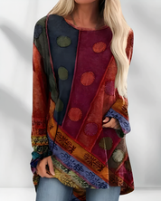 Damebluse med etnisk print til kvinder - Abeline