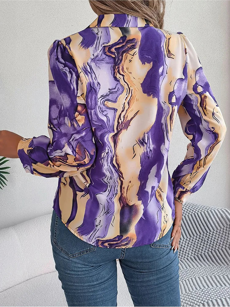Benita - Skjorte med marmorprint