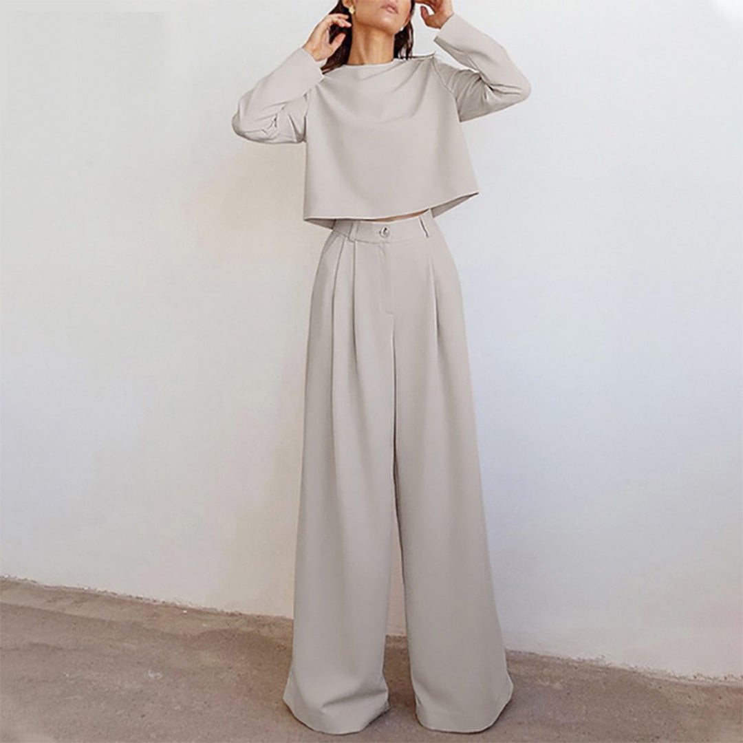 Elegant Todelt Damesæt | Top + Vide Bukser - Shelyia