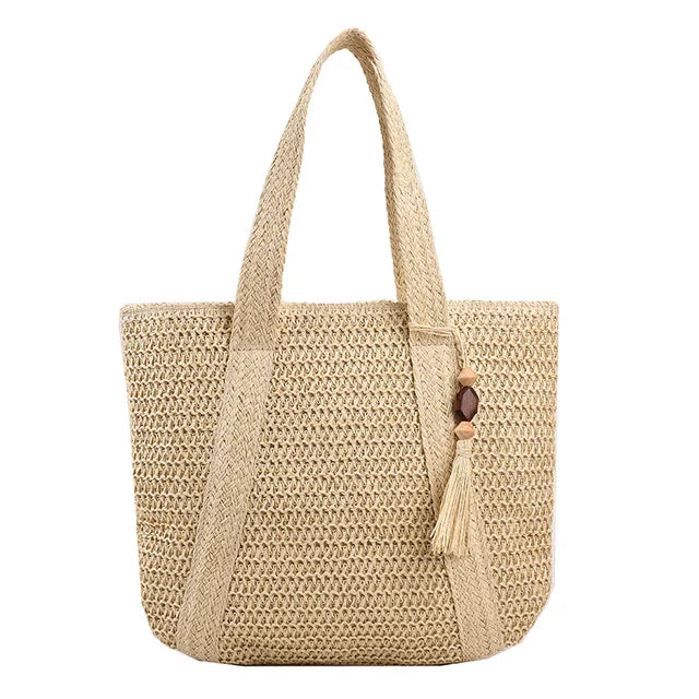 Weave Tote sommer strandtaske | Feminin boheme-skuldertaske - Roan