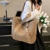 Weave Tote sommer strandtaske | Feminin boheme-skuldertaske - Roan