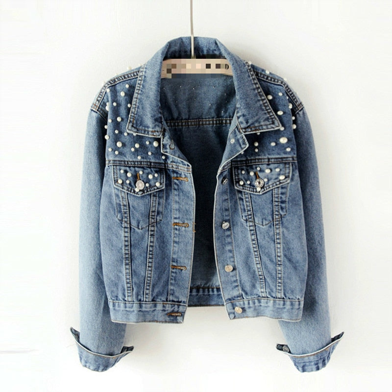 Elegance prydet med perler: denimjakken - Rasmin